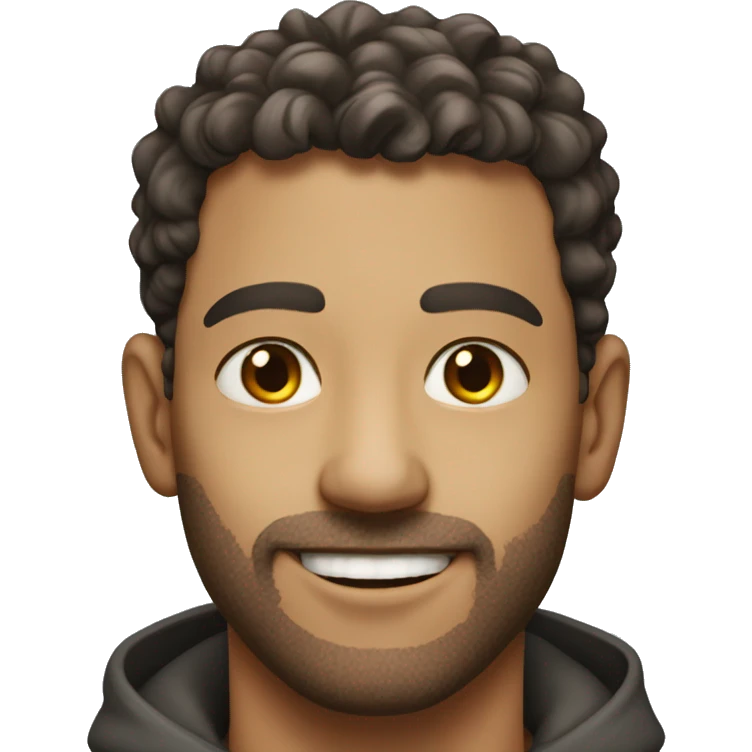 realistic portrait of man smiling and with normal eyes  emoji