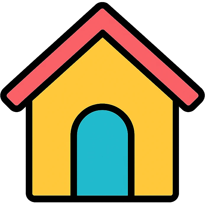 home icon, color outline style, black outlines, simple and clear emoji