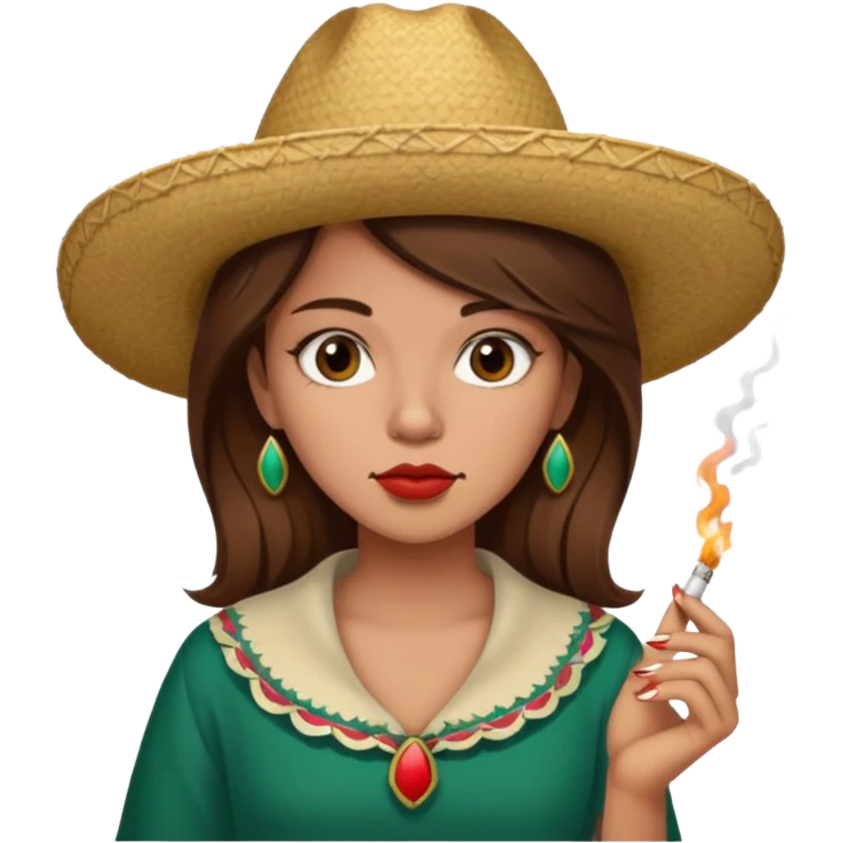 Mexican girl with brown hair smoking cigarette emoji