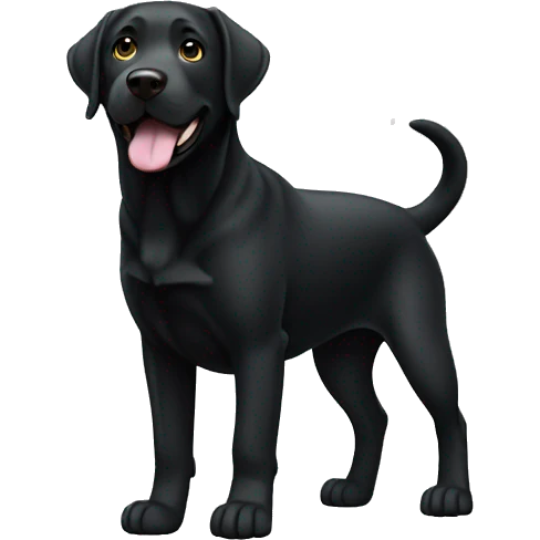 a black labrador, full body view without collar, waving with one paw, comicstyle emoji