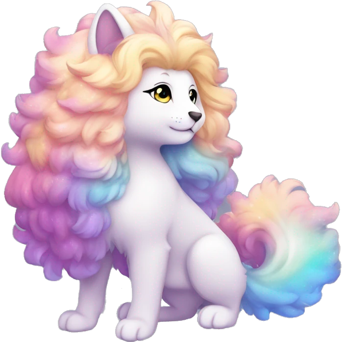 Shiny Sparkly Colorful Fluffy beautiful hair Kawaii Ethereal Anthro Sona Nebula-Crystal-Fakemon-animal emoji