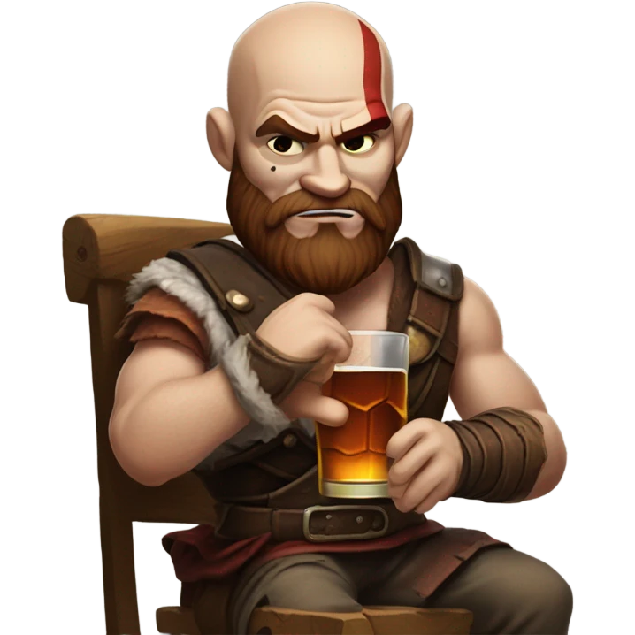 kratos drinking whiskey while smoking a cigar emoji