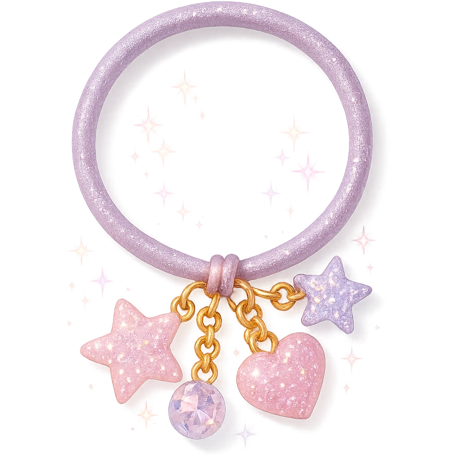 girly sparkling charm hair tie, no background emoji