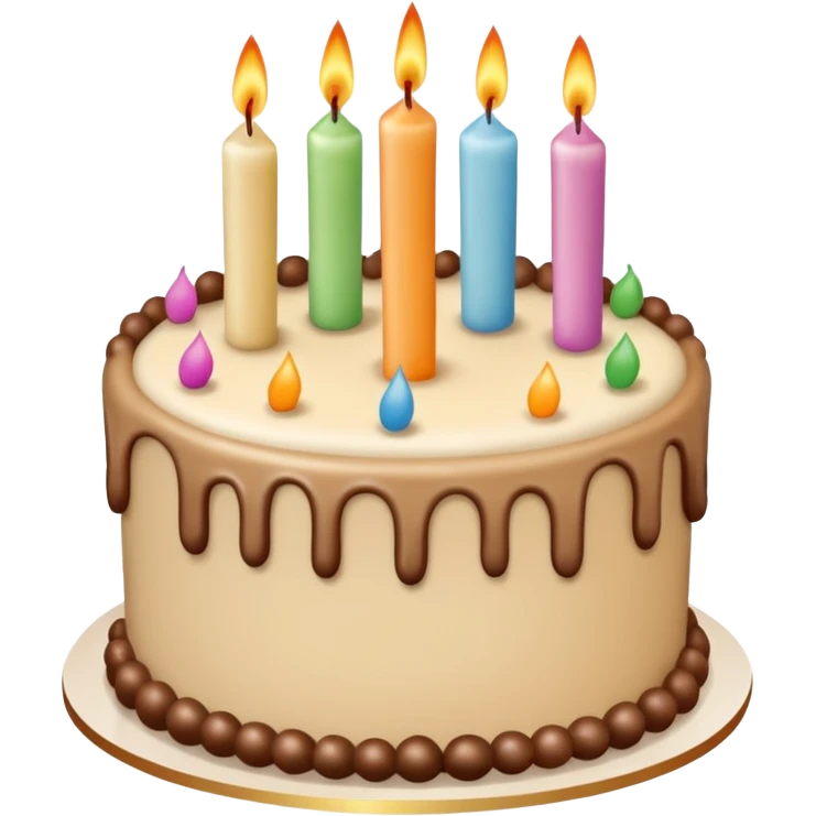 Aesthetic beige birthday cake with candles emoji