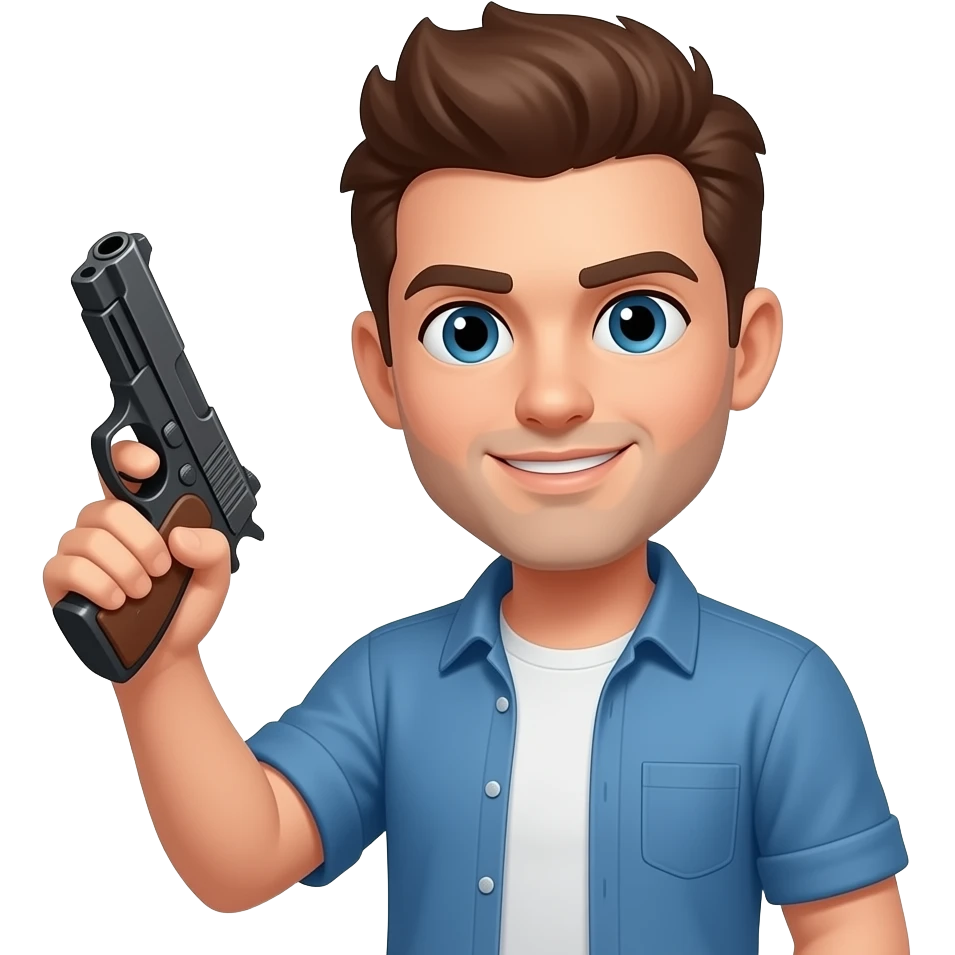 Cool guy with a gun emoji