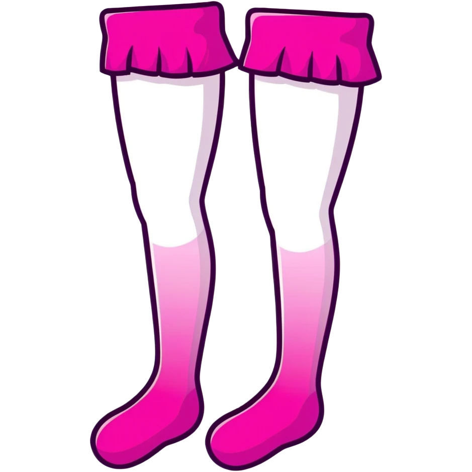 Cute minimalist girl silhouette in bright pink gradient, transparent glass style, with stockings emoji