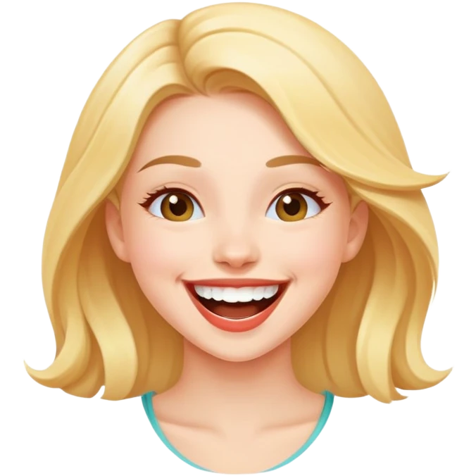 beautiful girl with joyful laugh emoji