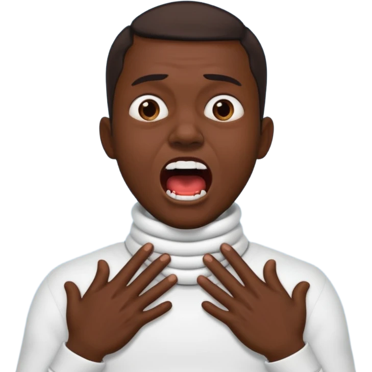 guy with hands on neck like it’s choking with a screaming face emoji