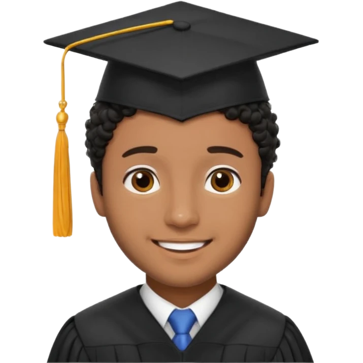 Graduated Students, Male, brown skin, black curly hair, proudly, short hair, wearing graduation cap emoji