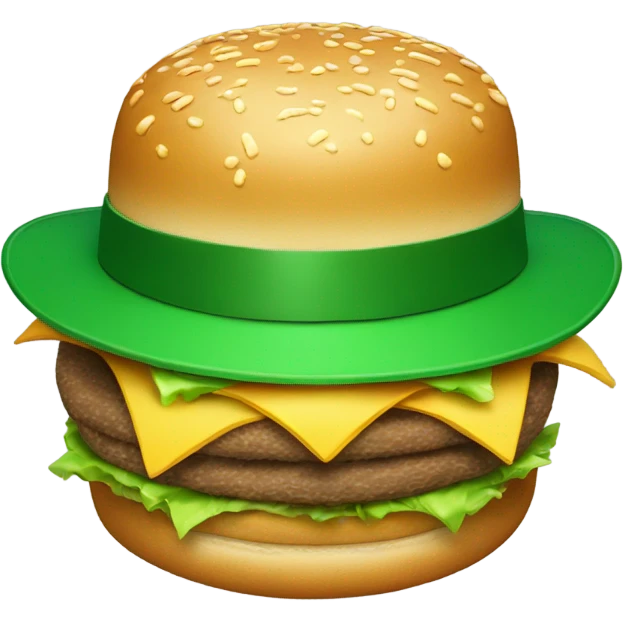 A Big Mac with a green top hat emoji