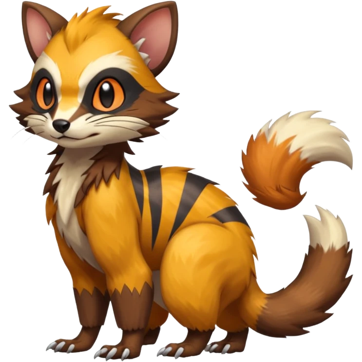 Trico-Sergal-Furret-Ferret-Wolverine-Vernid-fusion-Fakemon-animal-hybrid-creature, full body emoji