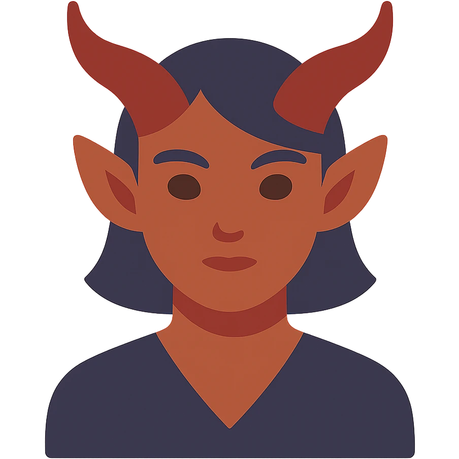 flat icon of a tiefling from D&D, no line border, color-filled style emoji