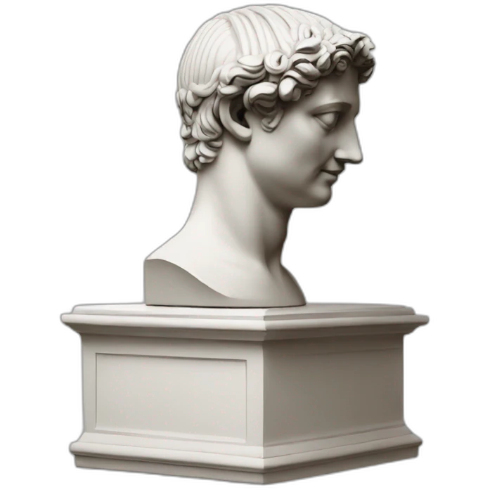 a Roman sculpture programming on a computer emoji