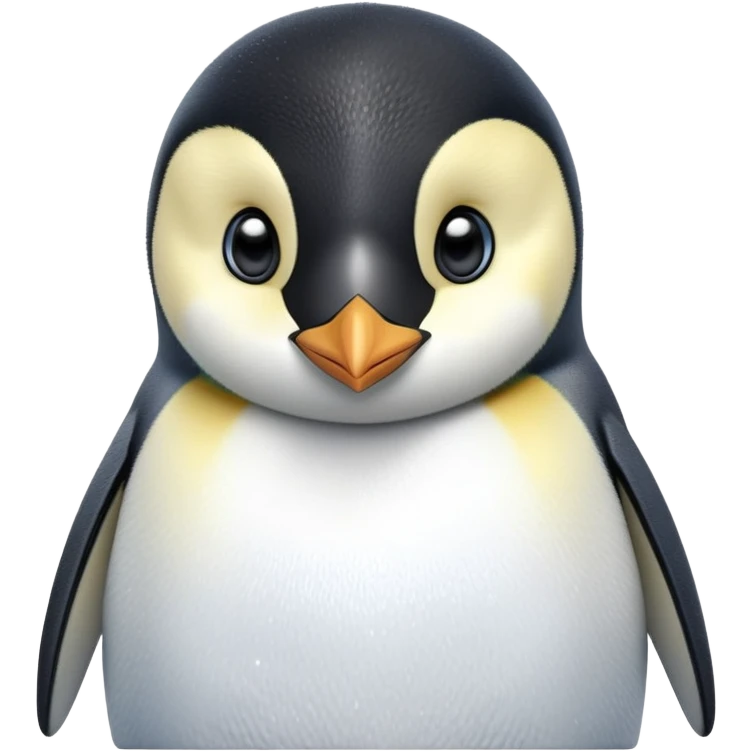 cinematic-cute-emperor-penguin-portrait-emoji,-head-tilted-playfully-and-inquisitively,-with-glossy,-pristine-plumage-accented-by-a-bright-beak-and-round,-sparkling-eyes-filled-with-curiosity,-simplified-yet-irresistibly-adorable-features zoomed into the face emoji