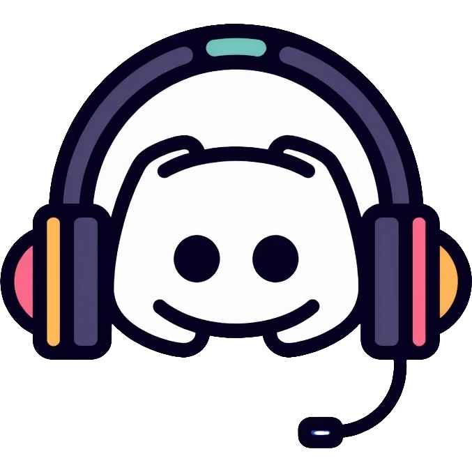 Discord logo with headphones, gaming communication app emoji