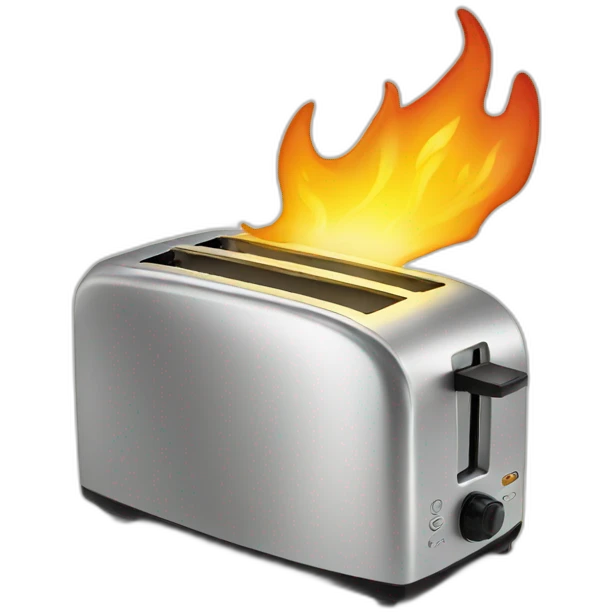 toaster with money coming out of it on fire emoji