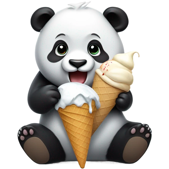 Panda eating ice cream emoji