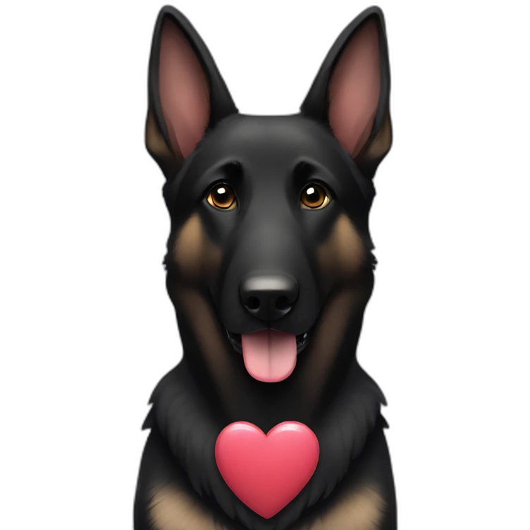 Black german shepherd with hearts emoji