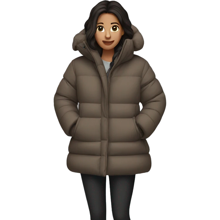 brunette in an oversized puffer coat emoji