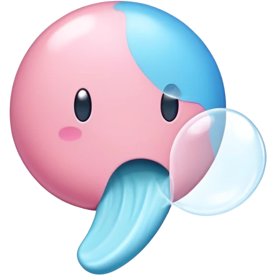 An emoji of a piece of chewing gum, slightly stretched or being blown into a bubble. Soft pastel colors, smooth texture, and a playful design representing gum or bubblegum emoji