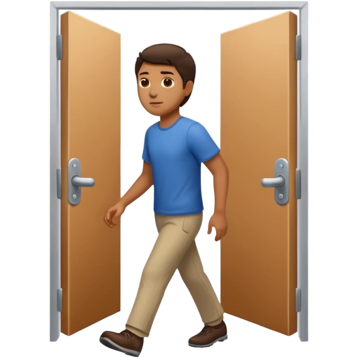 man walking to a exit emoji