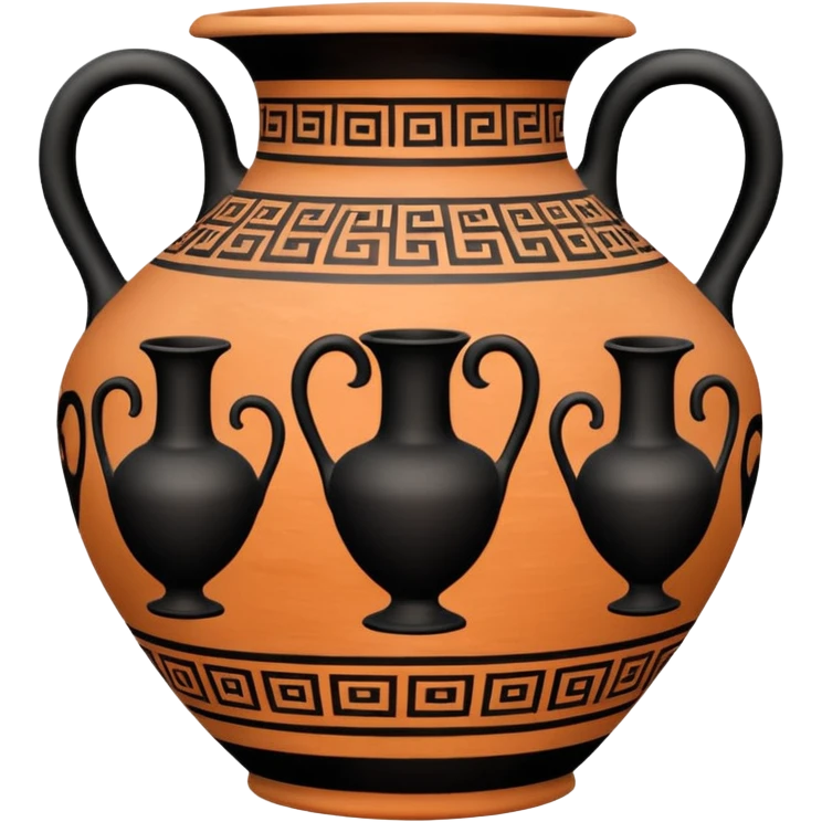 An emoji of an ancient Greek amphora vase with black-figure painting. emoji