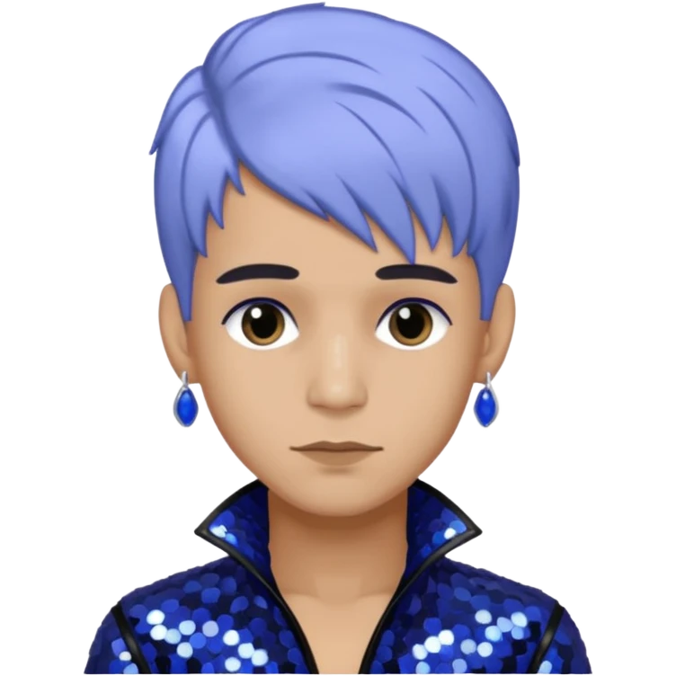 Rauw Alejandro, Puerto Rican Singer with periwinkle hair, black sequin outfit emoji