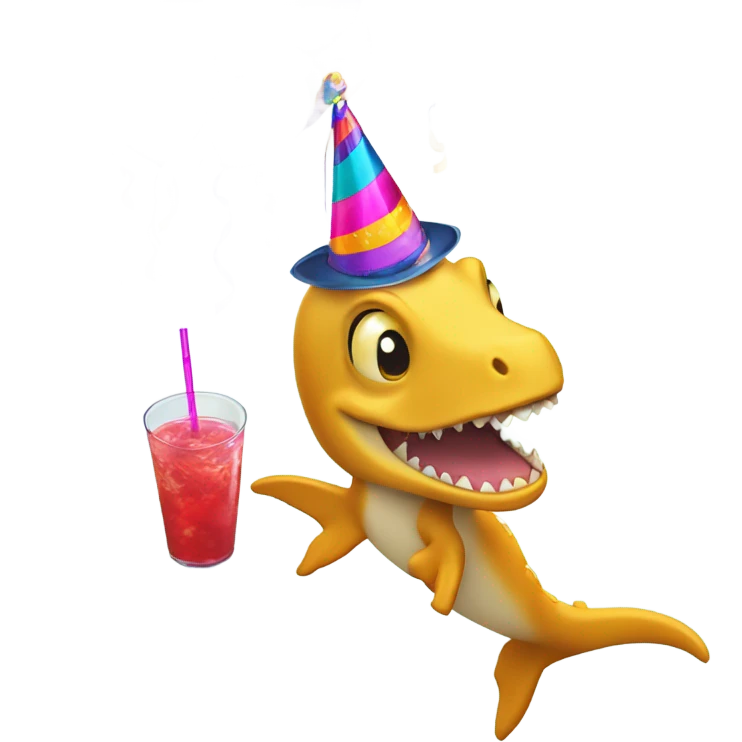 Plesiosaur partying emoji
