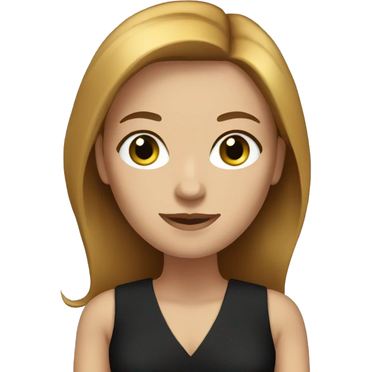 executive woman, straight golden brown hair, green eyes, black dress emoji