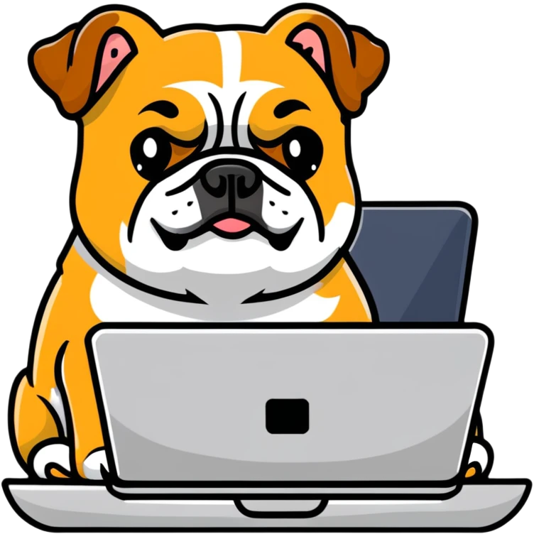 English bulldog with a laptop emoji