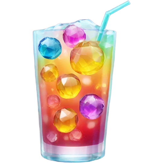 Colorful drink with small ice disco ball sparkle emoji