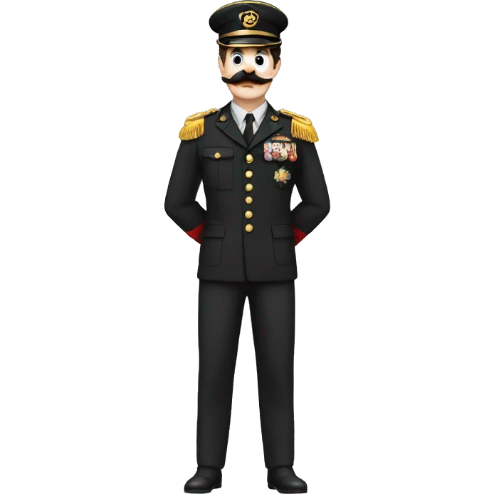 man with charlie chaplin moustache army clothes and red wristband emoji