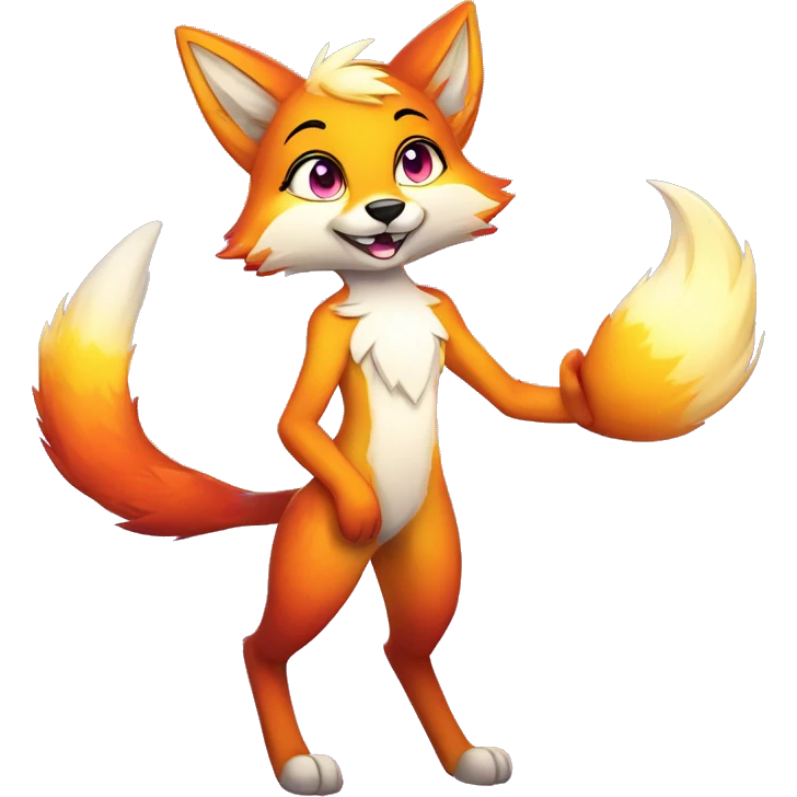 Colorful gradient-shiny-sparkle-fox anthropomorphic furry fursona full body emoji