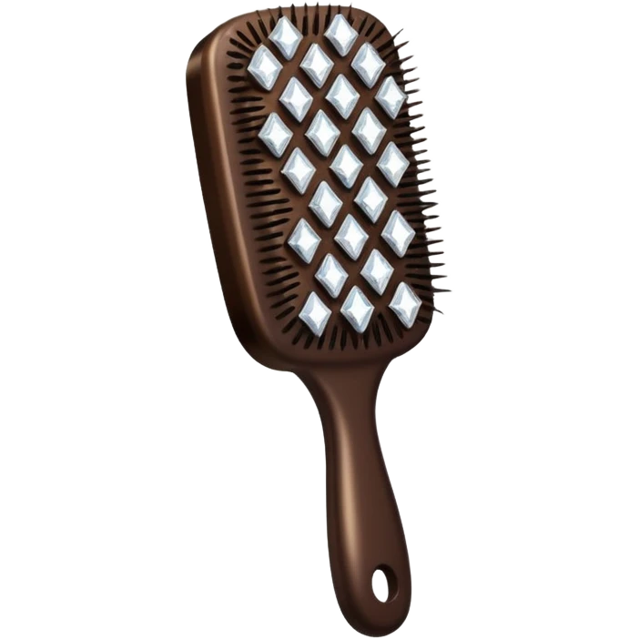dark brown hair brush with diamonds emoji