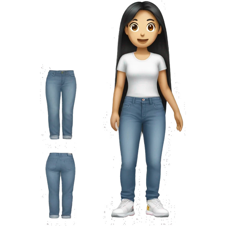 Asian girl wearing baggy jean pants  emoji