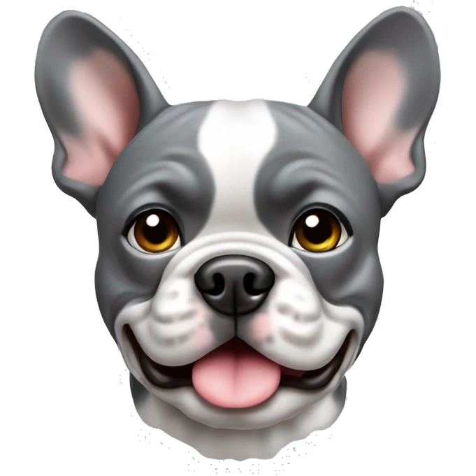 French bull dog gray emoji