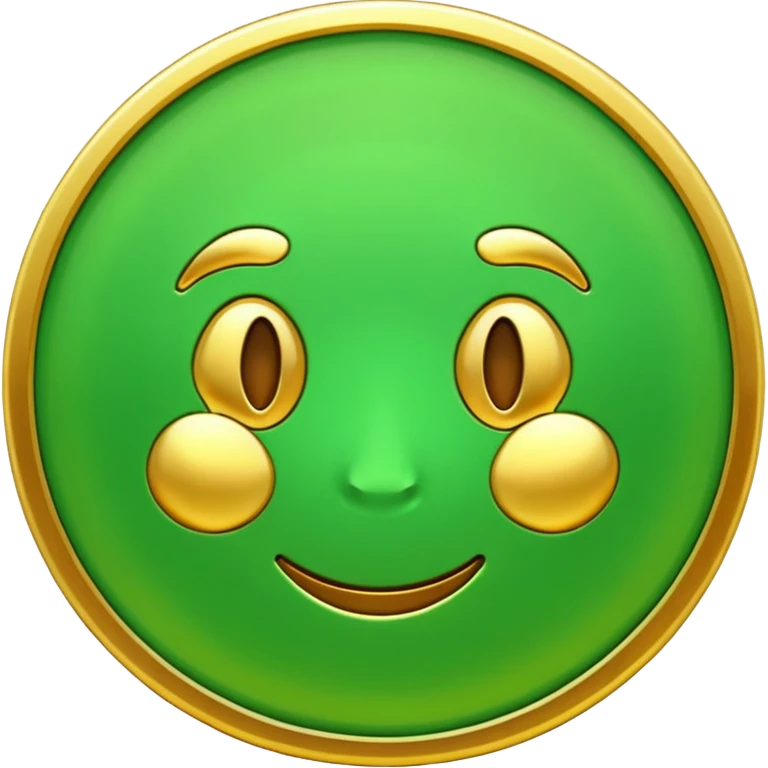 green coin with golden color, emoji style emoji