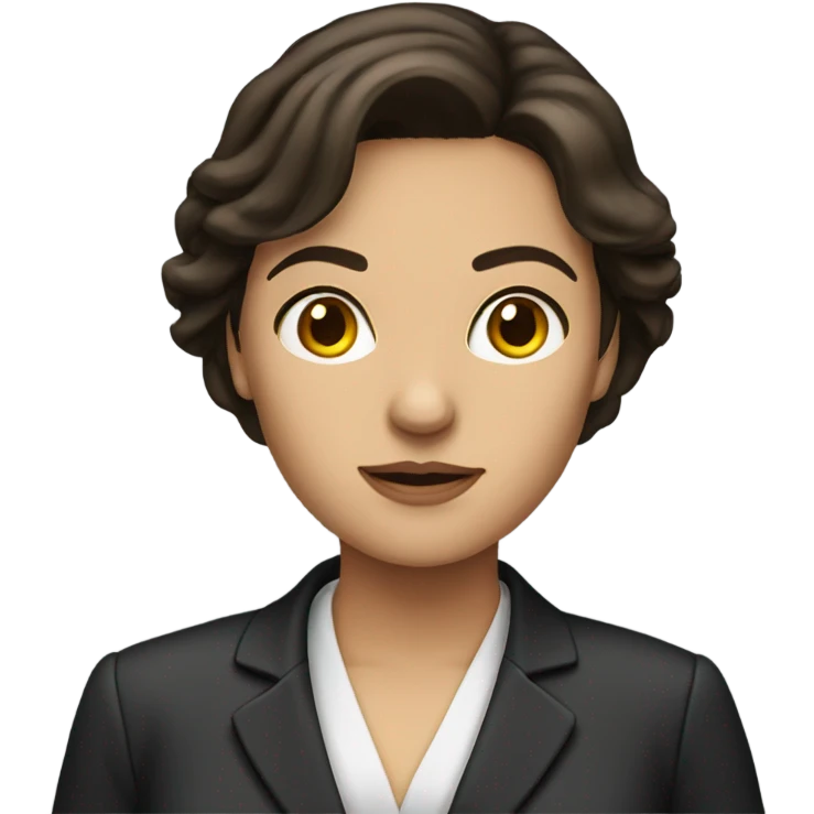 Brunette woman standing as a lawyer emoji