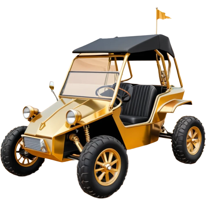 Old American West tarnished neon underglow C-3PO bounty hunter 1964 delicately ornate rosegold wood accents painted dune buggy buckboard powered by electric motors and batteries with safety and belts flying rapidly roughening terrain stable on strong agile advanced suspension and steering emoji