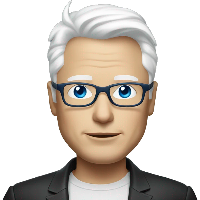 Elon Musk with white hair and blue glasses  emoji