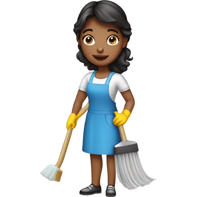 bruenette girl with cleaning stuff emoji