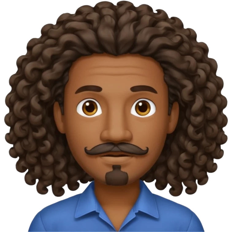 a martinican with long curly hair who fall, a goatee, a mustache emoji