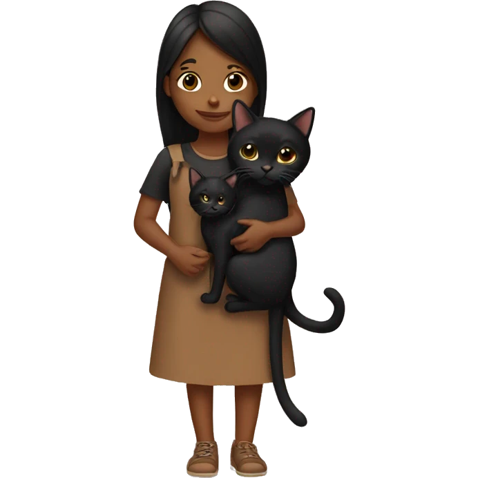 Brown girl holding black cat emoji