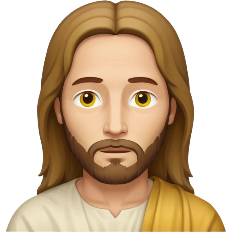 Jesus Christ, simplified iconic yellow face, gentle expression emoji