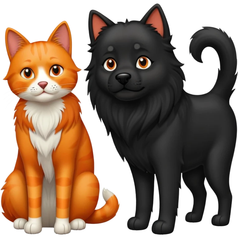 big black dog and orange cat emoji