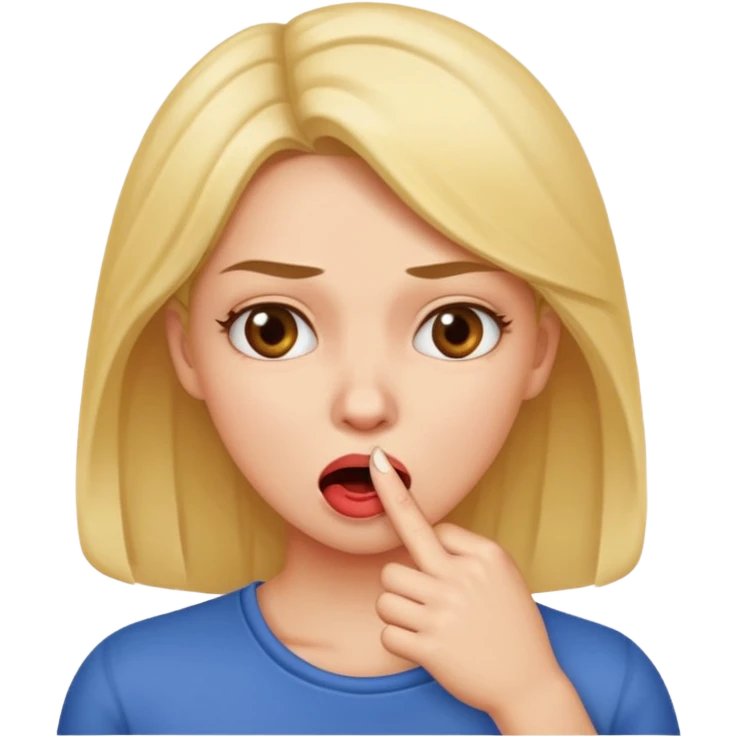 Una mujer mordiendose el dedo emoji