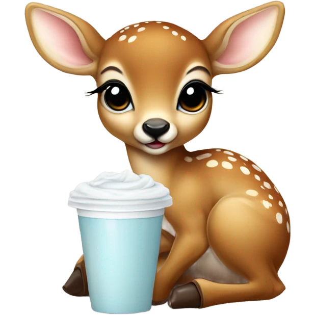 Baby deer drinking iced coffee emoji