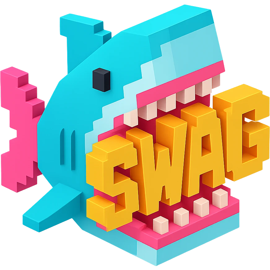 акула в пасти которой надпись SWAG, no background emoji