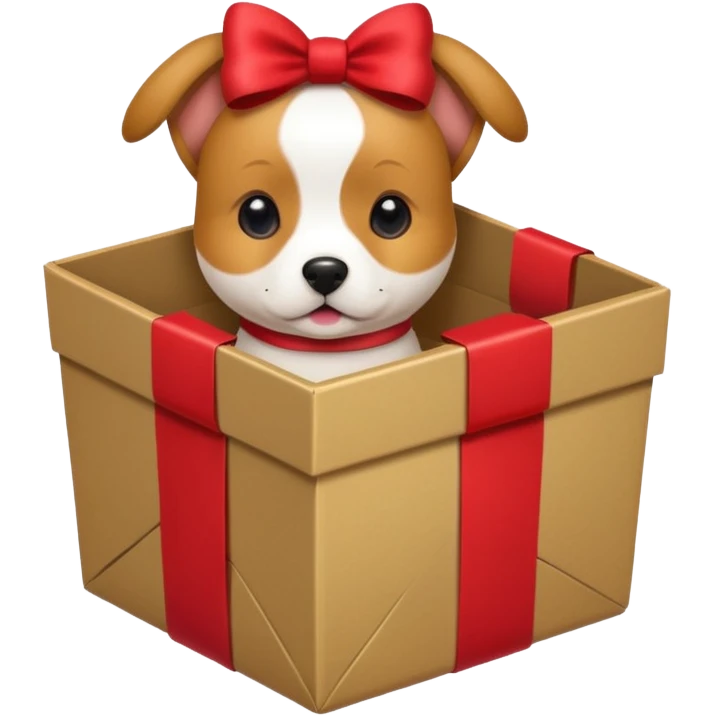 Dog in wrapped new yaer box emoji