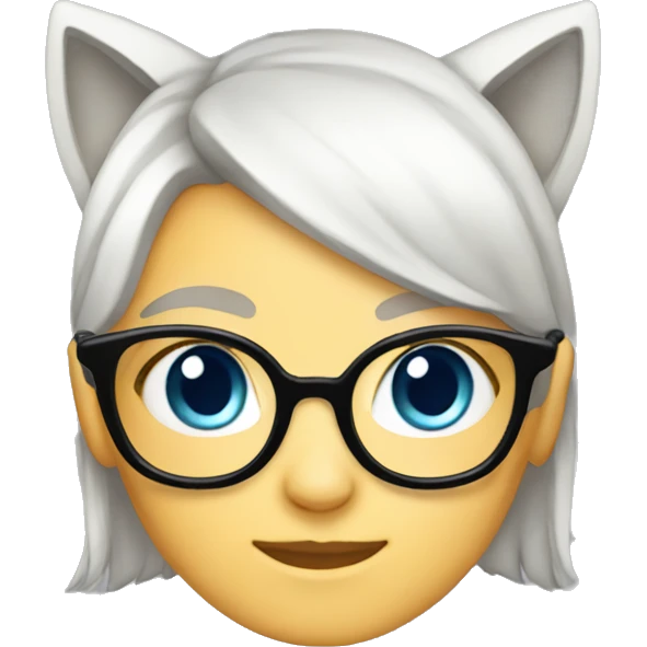 white girl, glasses, cat ears emoji